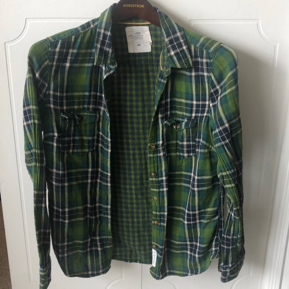 Green Plaid Button Down - image 1
